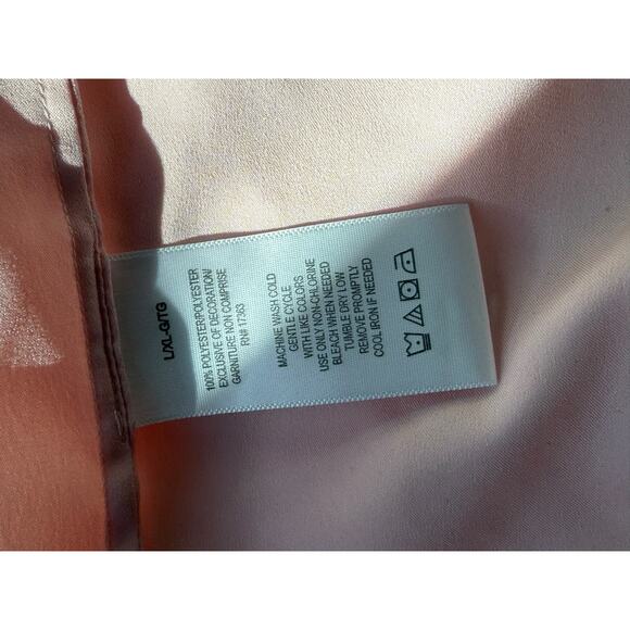 Vtg Halston Blush Pink Robe White Lace Trim Coquette Satin Boudoir Lingerie L/XL - Picture 7 of 7